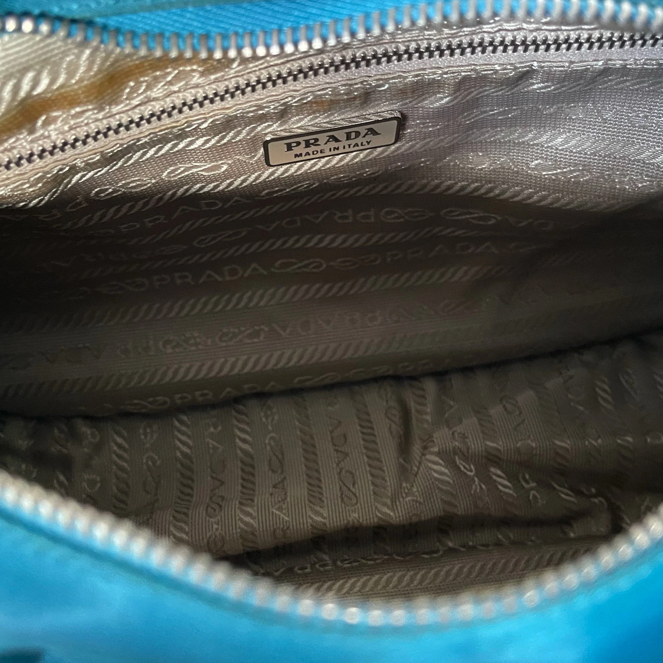 Prada Turquoise Logo Nylon Shoulder Bag - Image 4