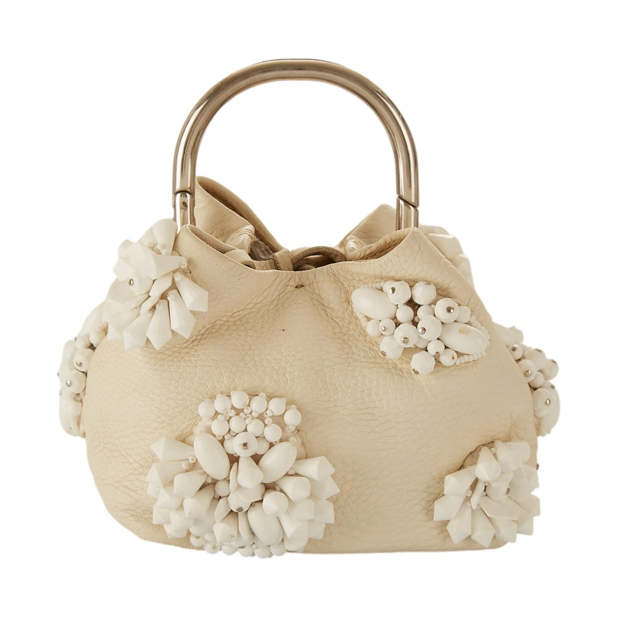 Prada White Beaded Mini Ring Handle Bag - Image 2