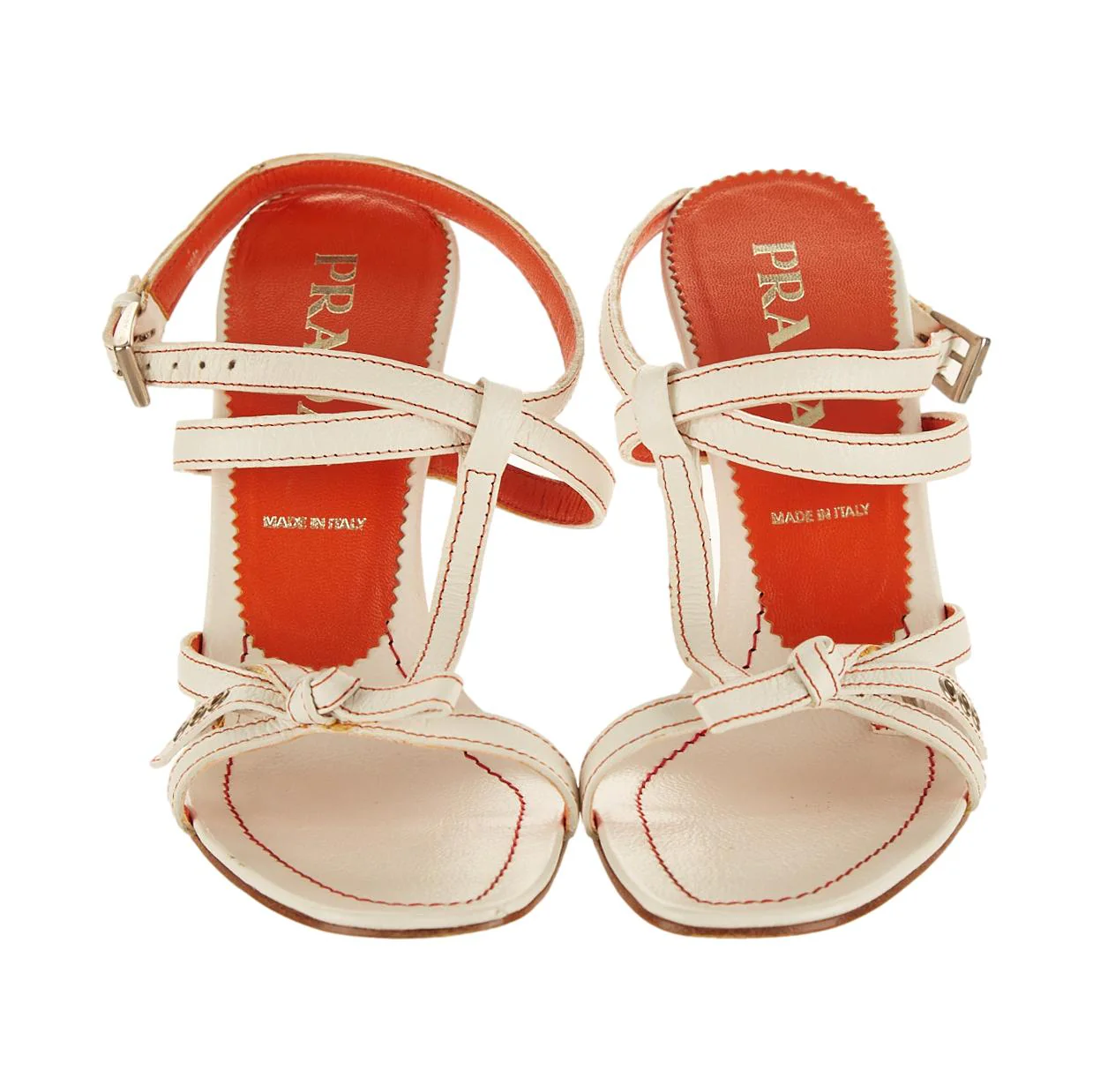 Prada White Strap Heels