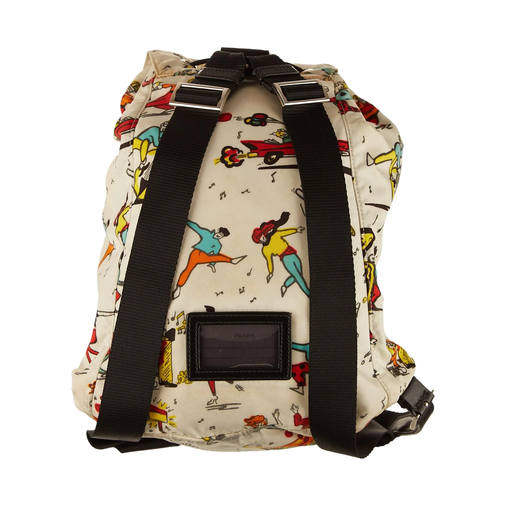Prada White Band Print Backpack - Image 2