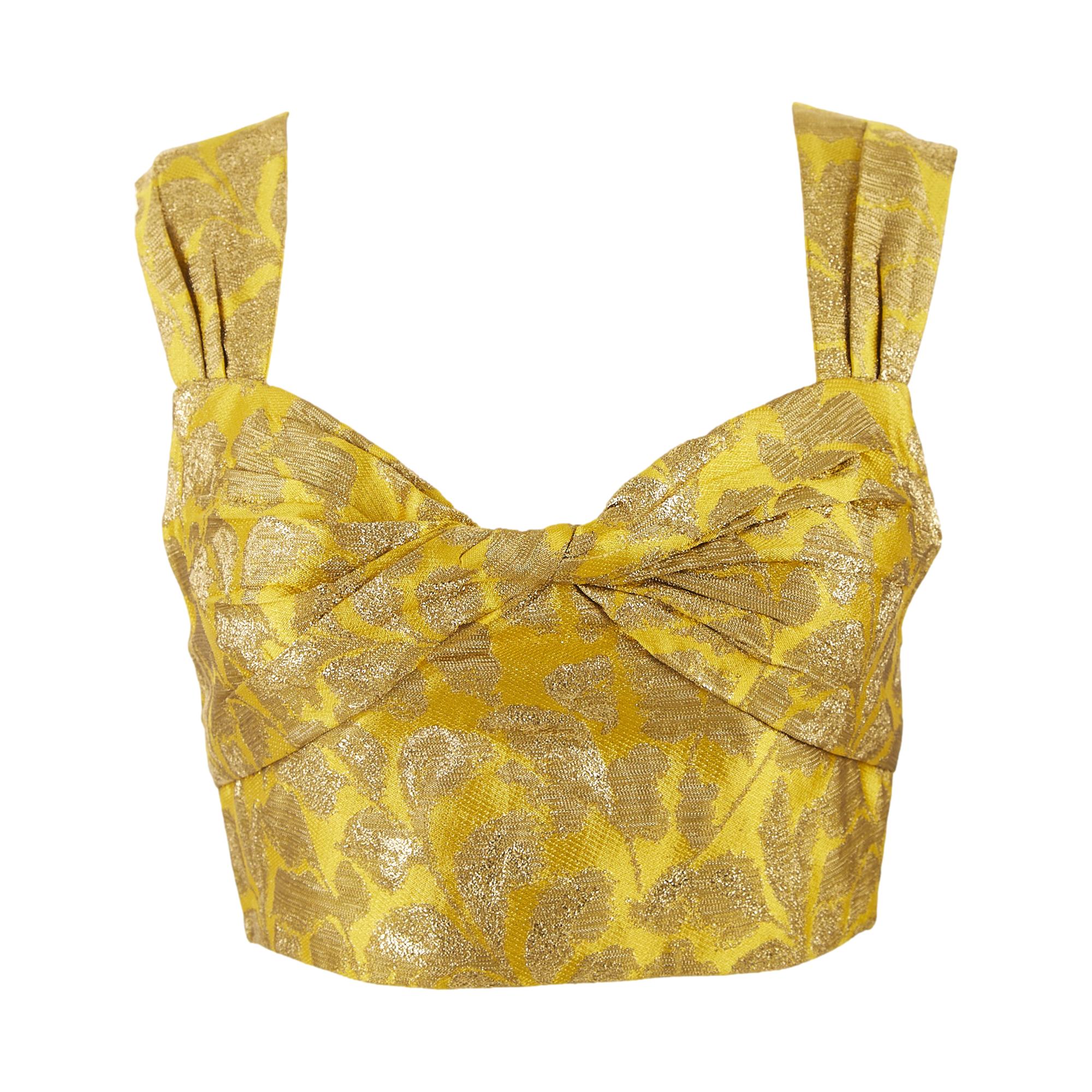 Prada Yellow Jacquard Crop Top
