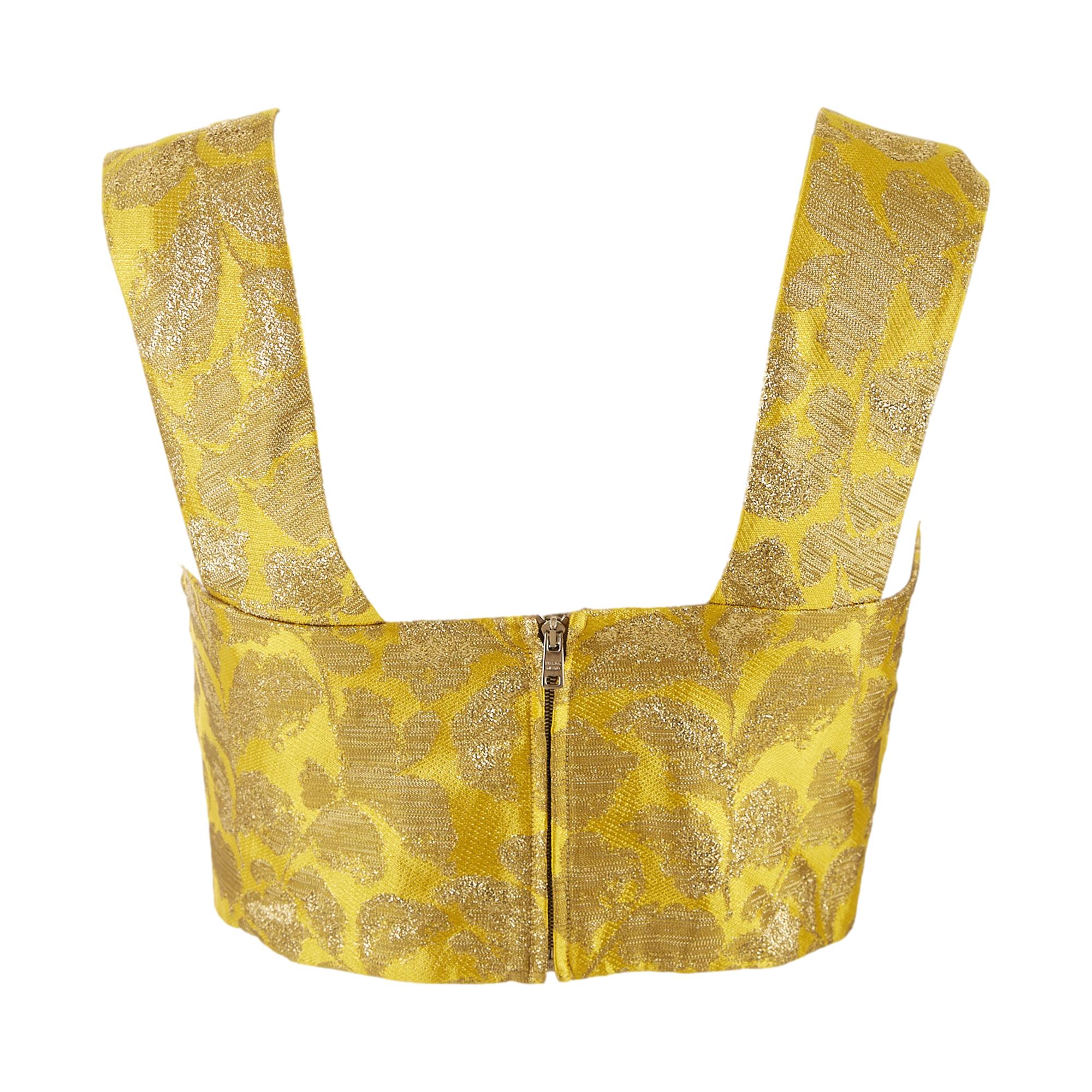 Prada Yellow Jacquard Crop Top - Image 2