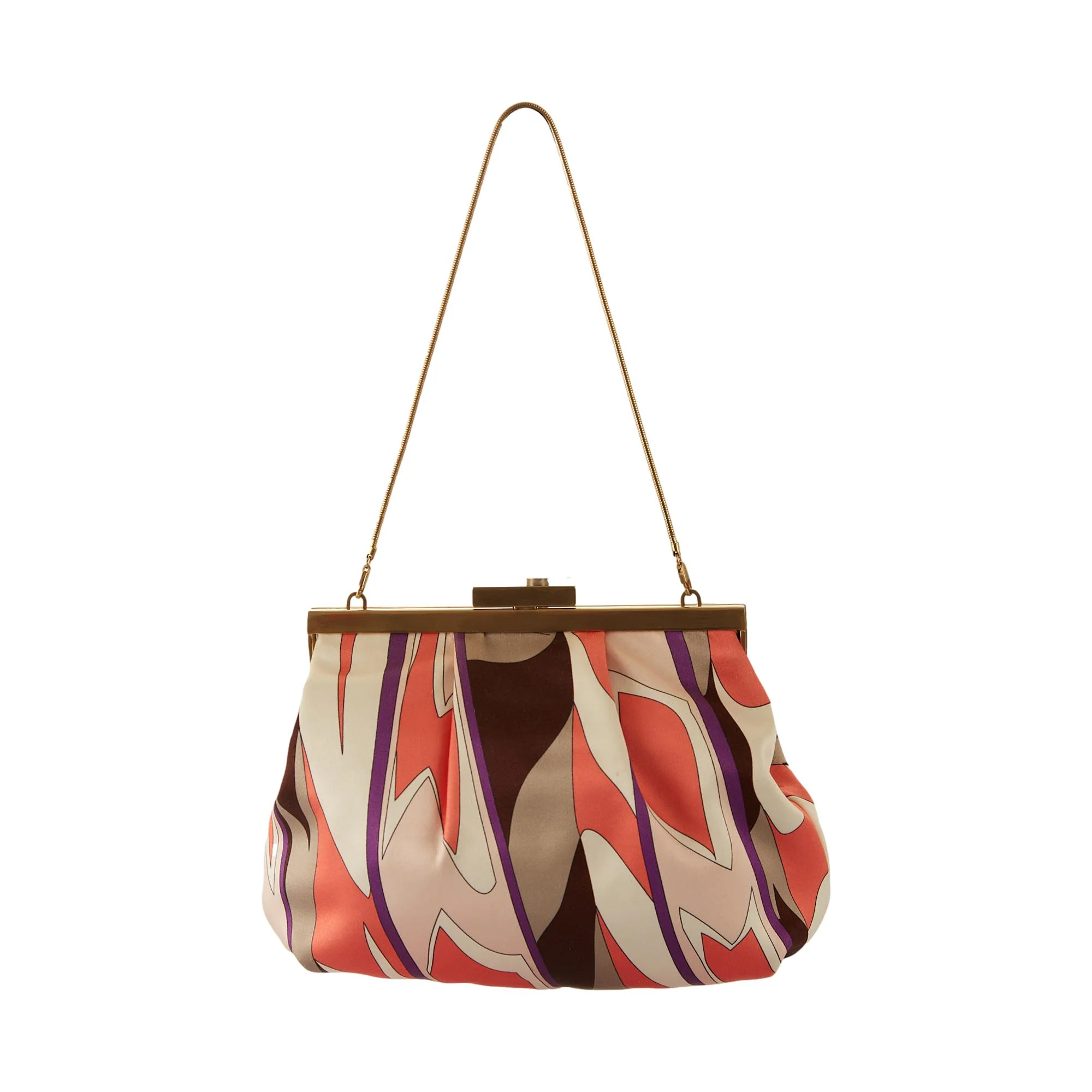 Pucci Pink Print Satin Kisslock Bag - Image 2