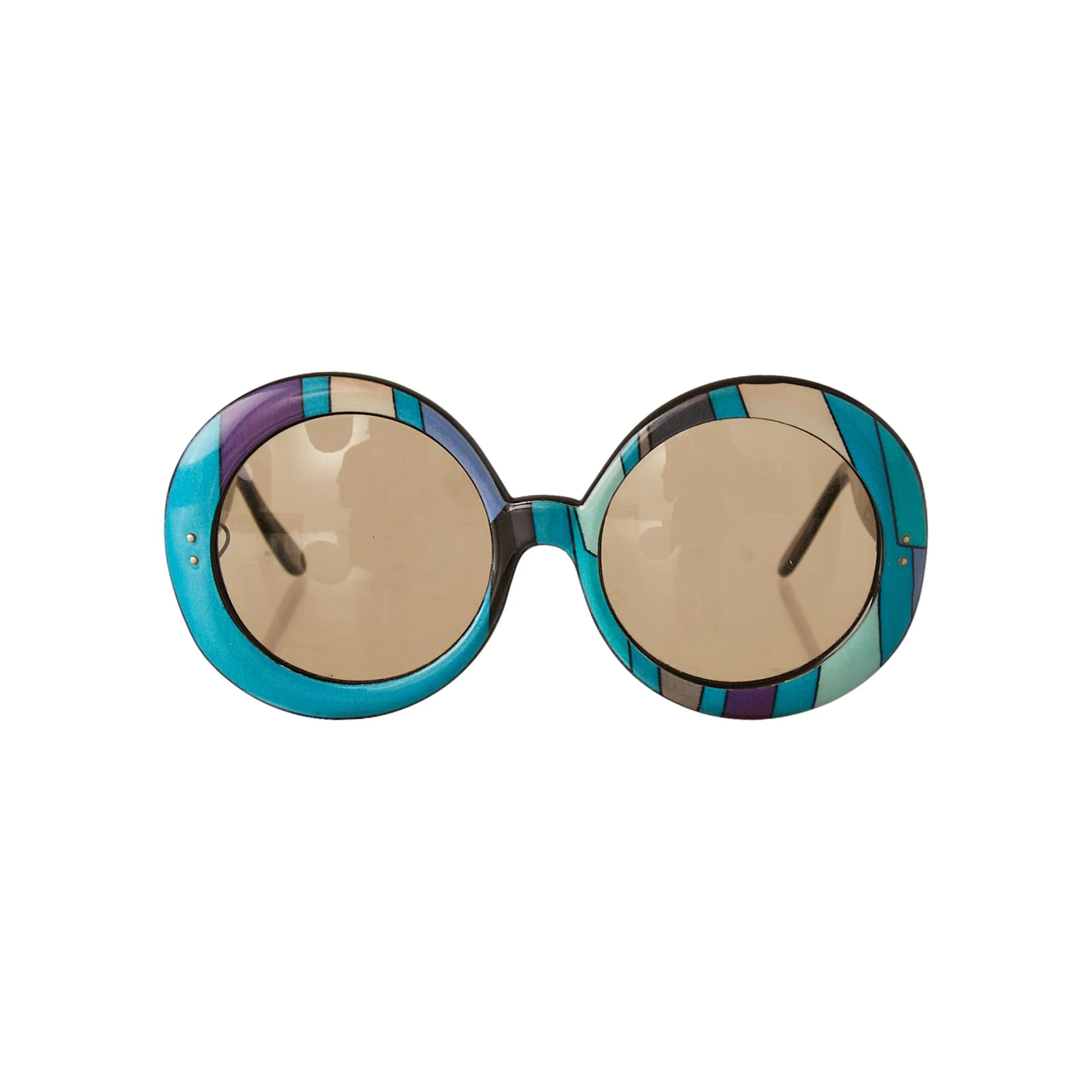 Pucci Turquoise Print Jumbo Round Sunglasses