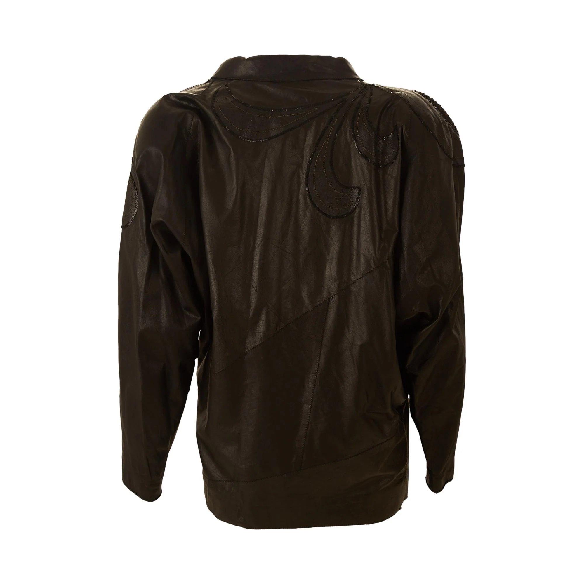 Roberto Cavalli Black Sequin Leather Jacket - Image 3