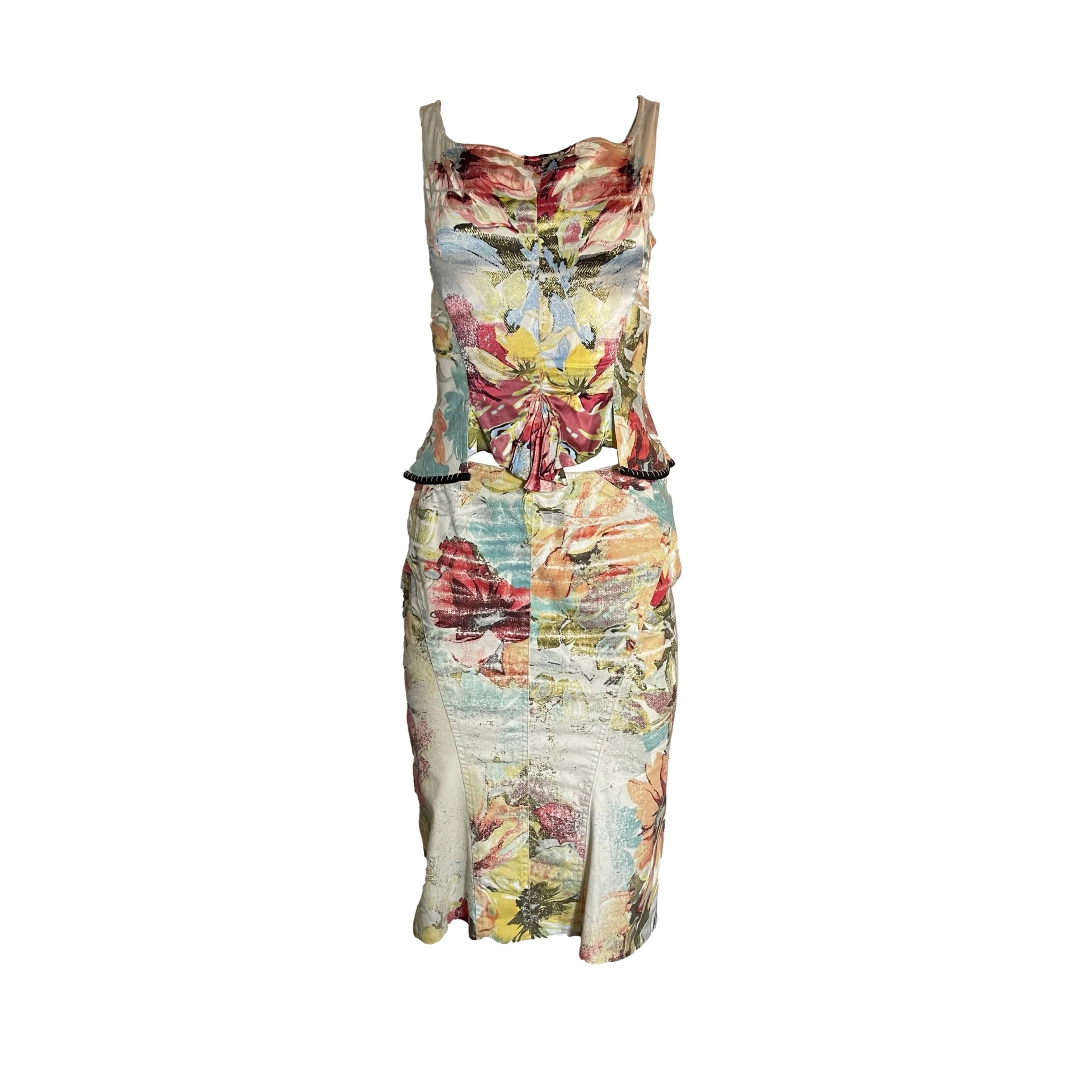 Roberto Cavalli Floral Print Corset Set