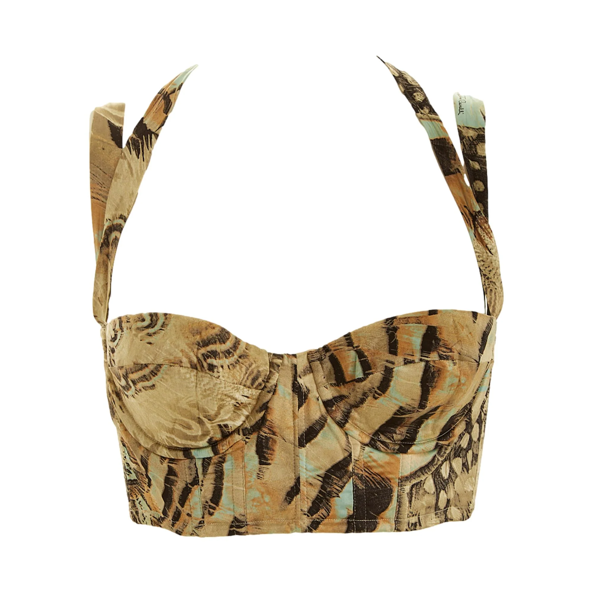Roberto Cavalli Silk Feather Corset Top