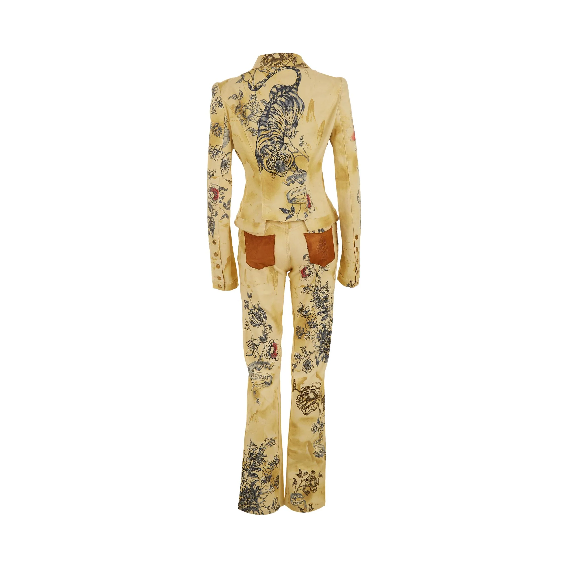 Roberto Cavalli Tattoo Print Denim Set - Image 3
