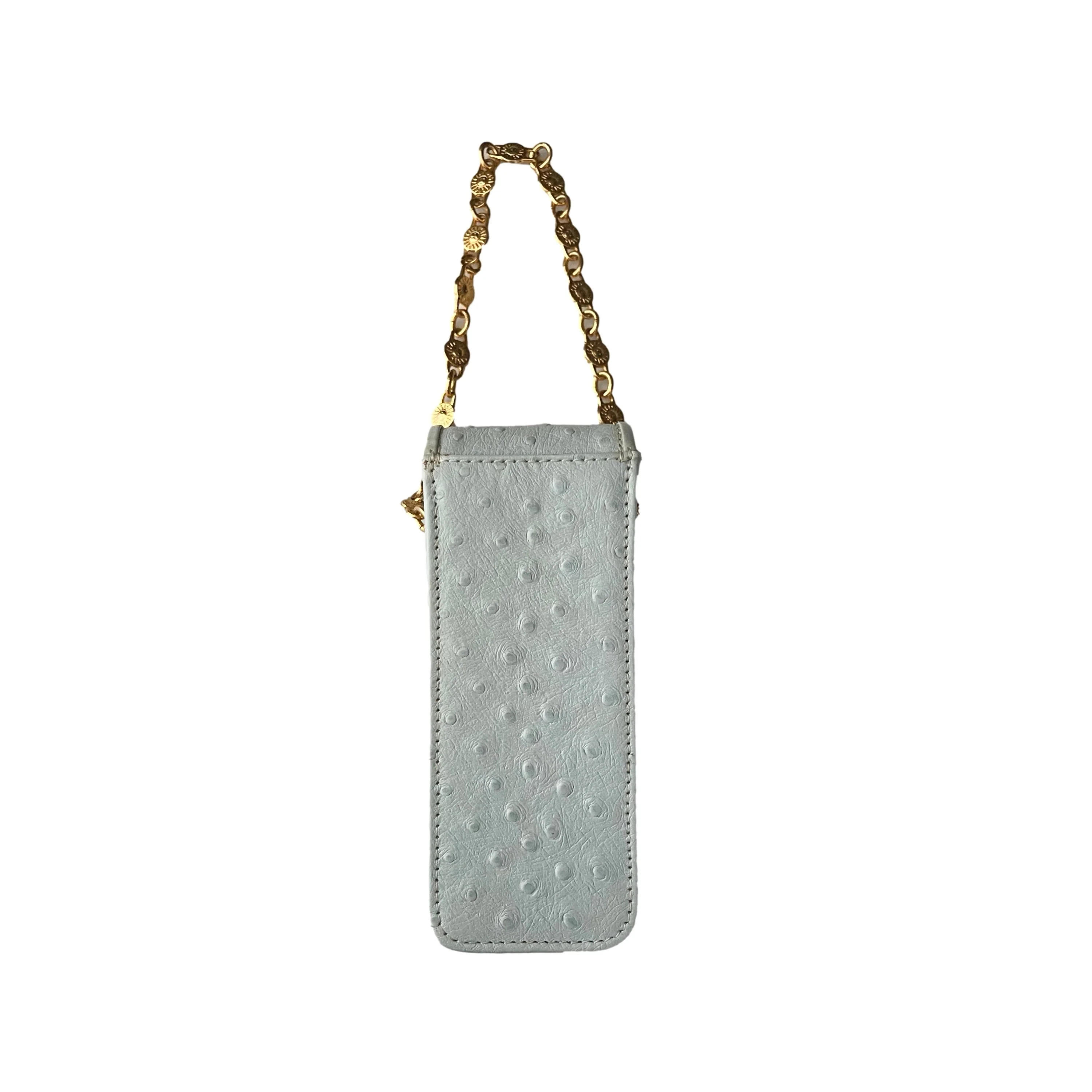Versace Baby Blue Ostrich Embossed Micro Bag - Image 2