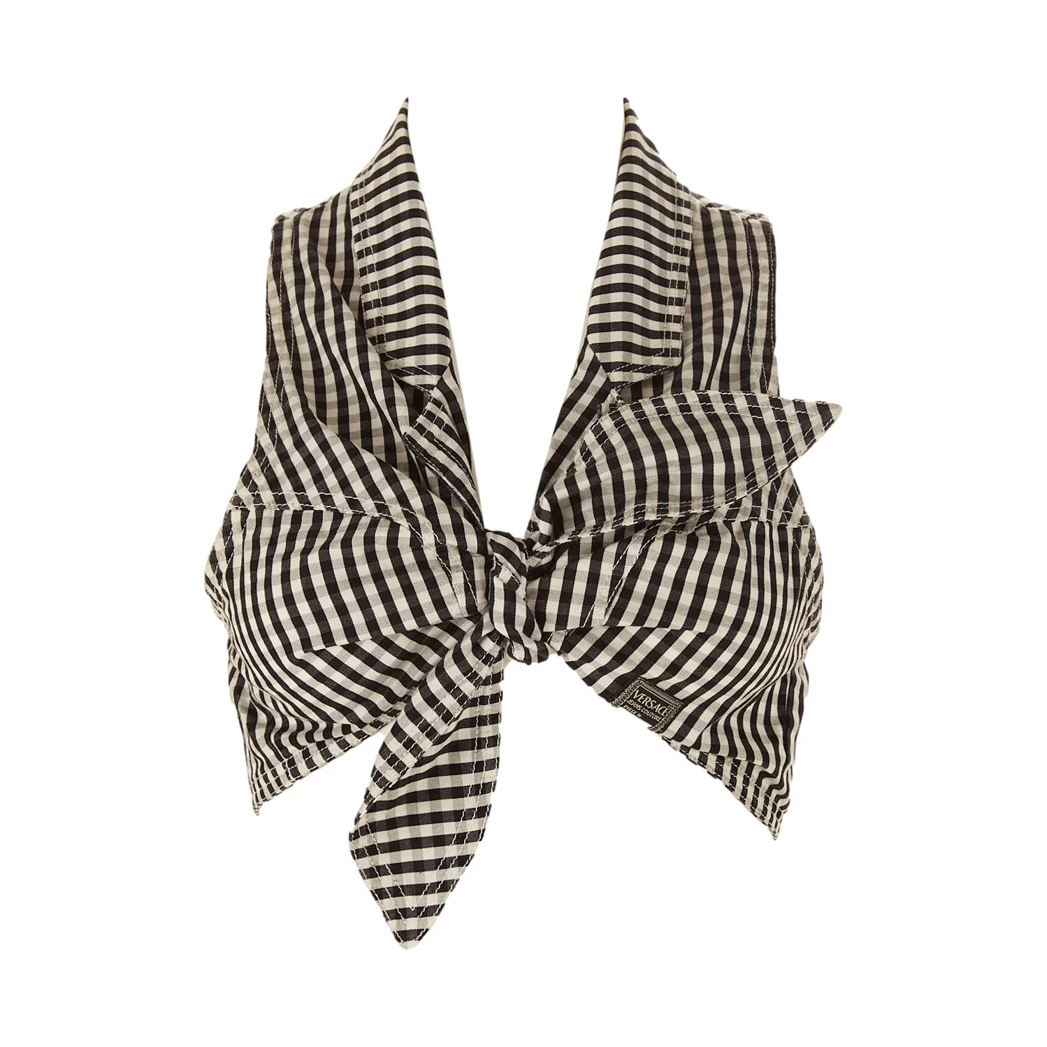 Versace Black Gingham Tie Top