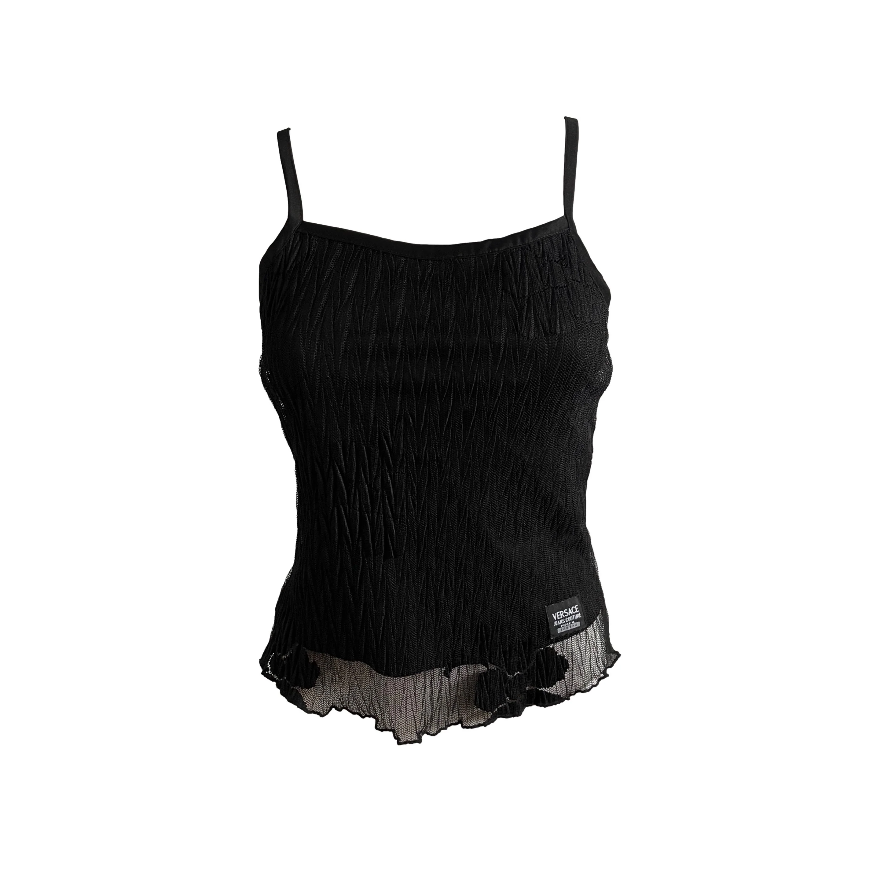 Versace Black Textured Tank Top