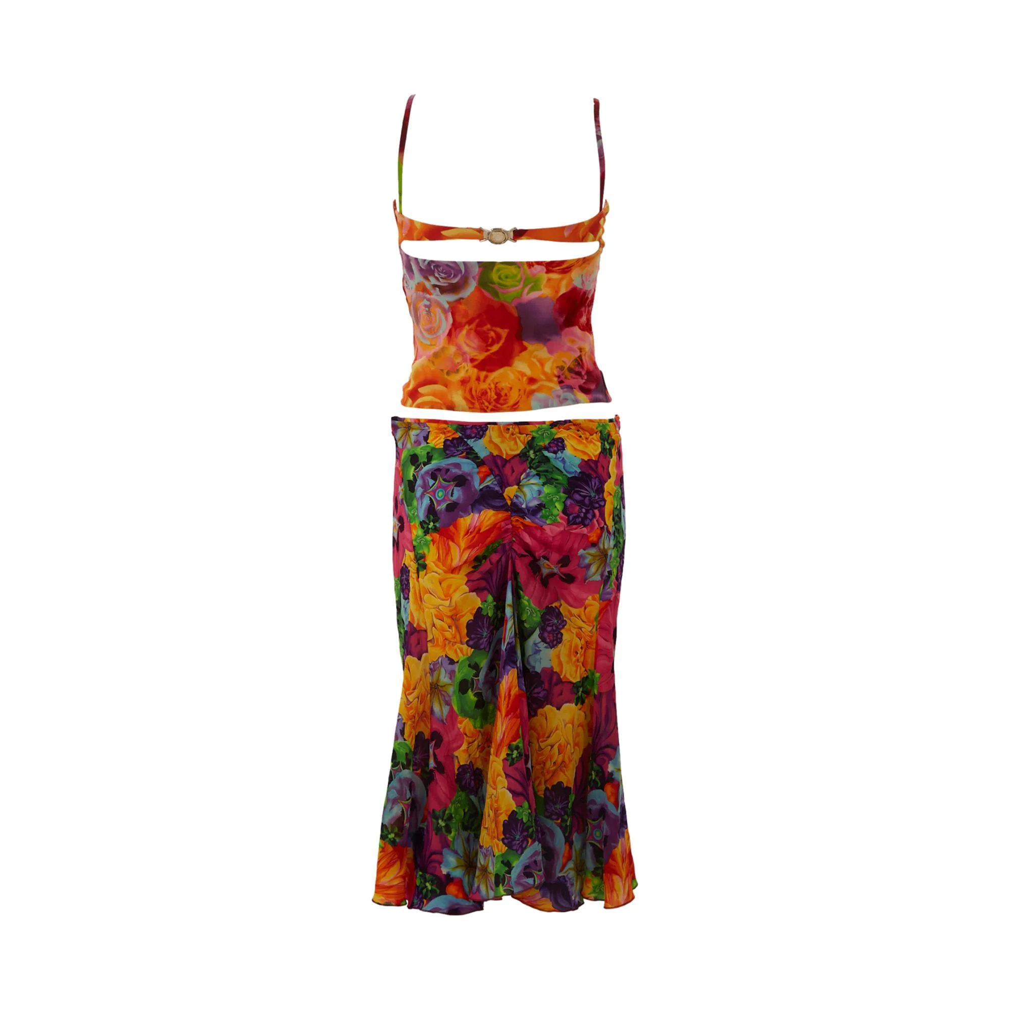 Versace Multicolor Floral Print Skirt Set - Image 2