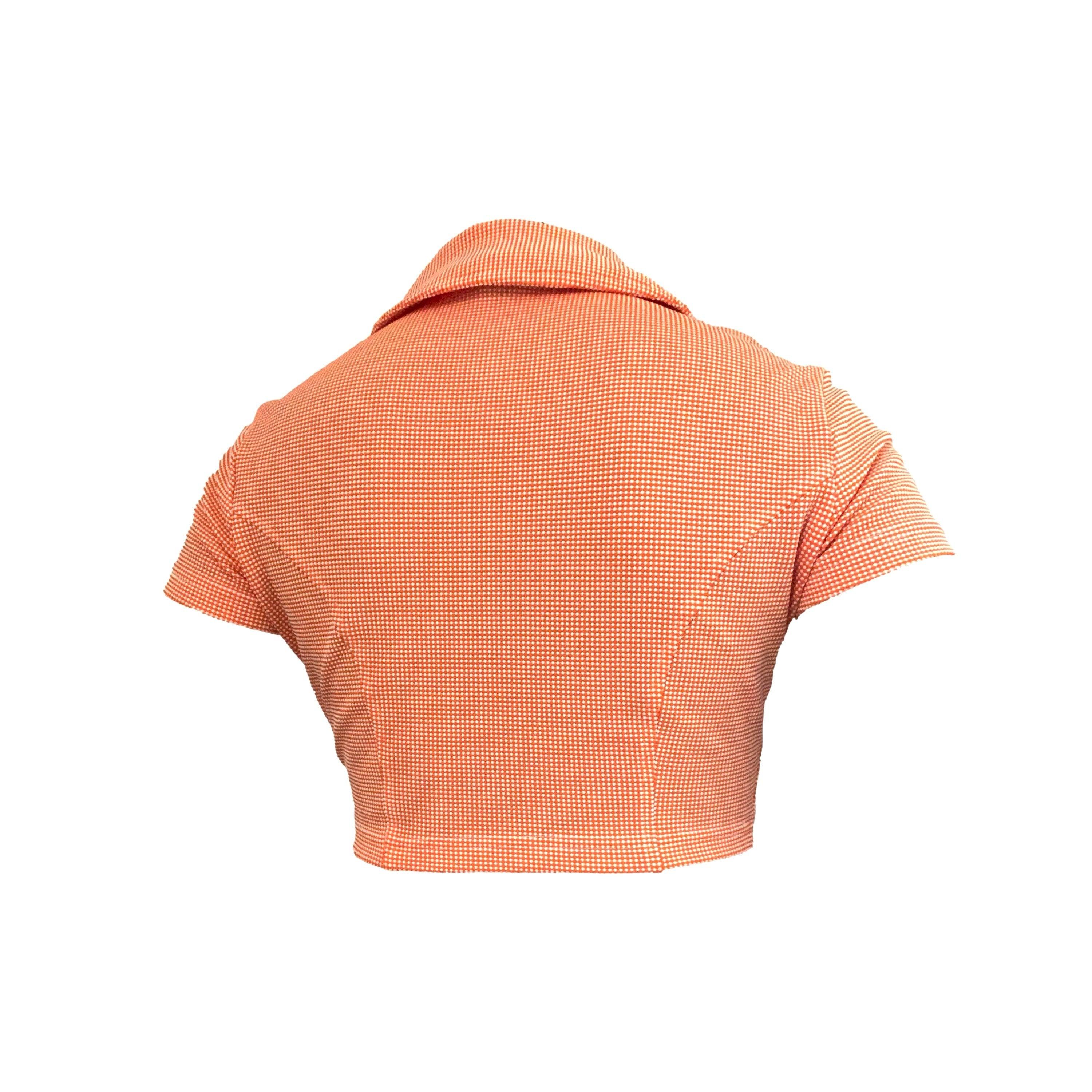 Versace Orange Textured Crop Top - Image 2