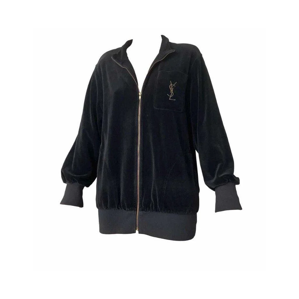 YSL Black Logo Velour Jacket