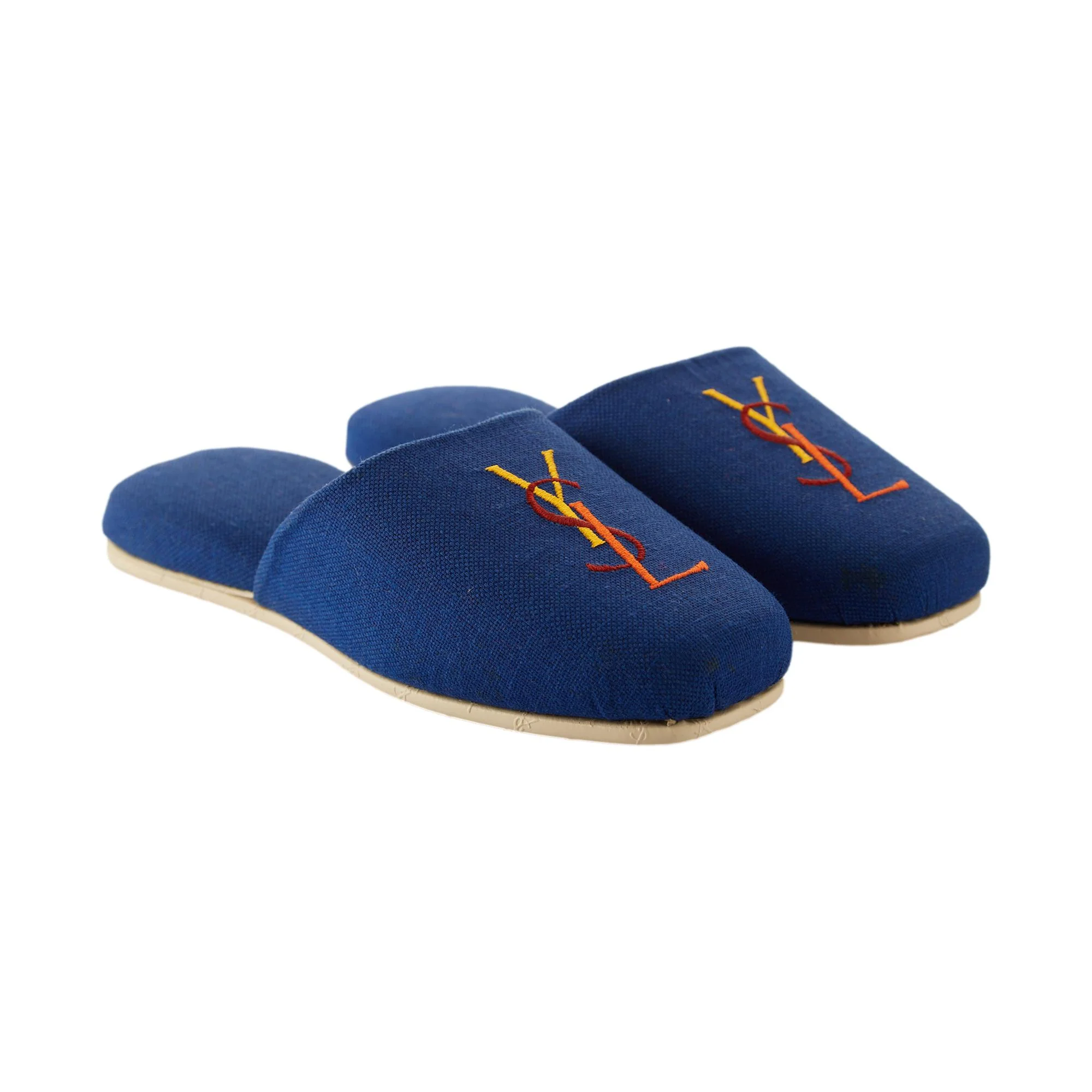 YSL Blue Logo Slippers