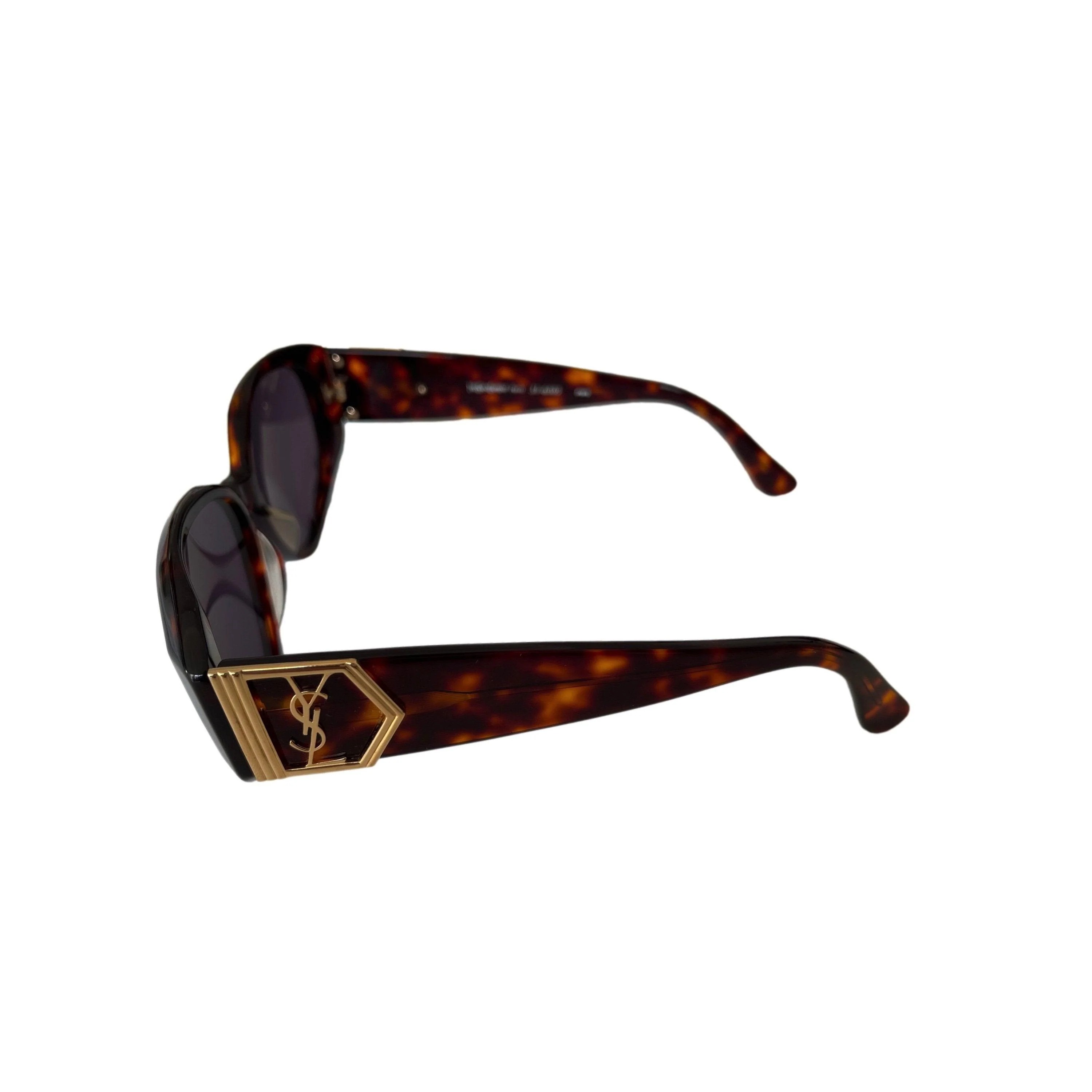 YSL Tortoise Logo Sunglasses - Image 3